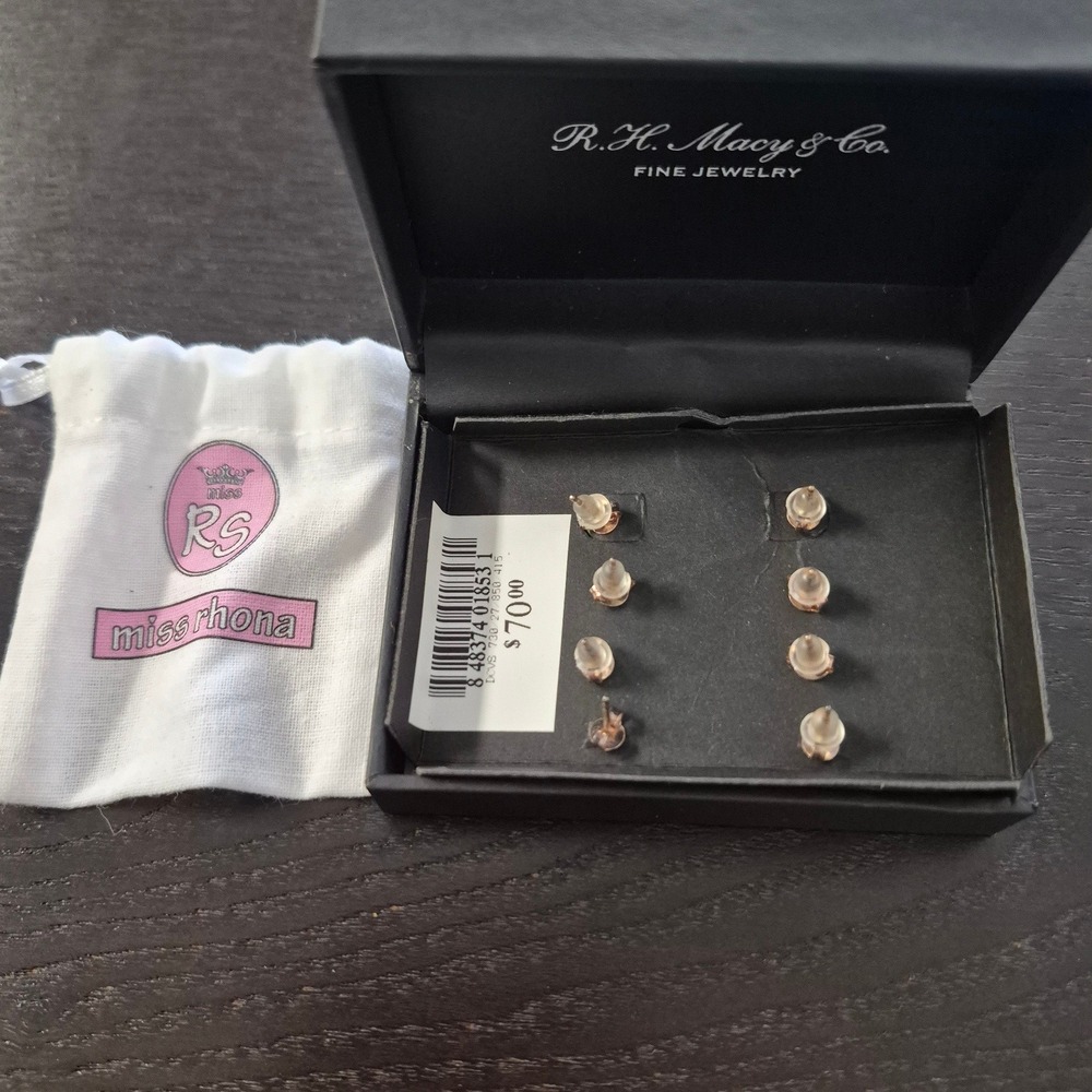 Rhona Sutton Colored Cubic Zirconia Stud Earrings - Set of 4 in Sterling Silver - Picture 2 of 3